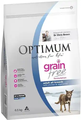 BIG W Optimum Grain Free Chicken & Vegetables Dry Dog Food 6.5kg offer