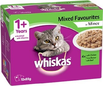 BIG W Whiskas Mixed Favourites in Gravy Wet Cat Food 12 x 85g offer