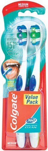 BIG W Colgate 360 Whole Mouth Clean Toothbrush 2 Pack - Medium offer