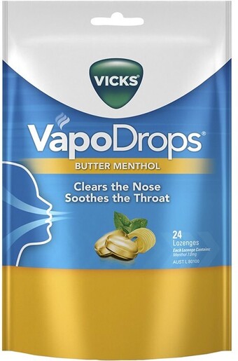 Vicks VapoDrops Butter Menthol Lozenges 24 Pack^