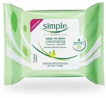 BIG W Simple Facial Wipes 7 Pack offer