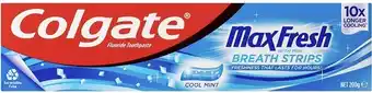 BIG W Colgate Fluoride Toothpaste Max Fresh with Mini Breath Strips Cool Mint 200g offer