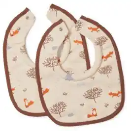 BIG W Plum 2-Pack Dribble Bibs - White & Beige offer