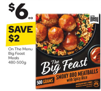 Woolworths On The Menu Big Feast Meals 480-500g offer