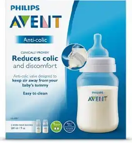 BIG W Philips Avent Anti-Colic Baby Bottles, 260ml, 2-Pack, SCF813/27 offer