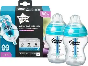 Tommee Tippee Advanced Anti-Colic Baby Bottles 260mL 2 Pack Clear 0m+