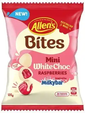 Allens White Choc Coated Raspberies 120g