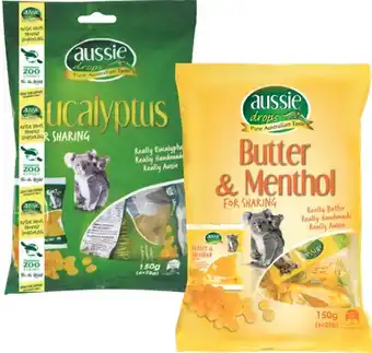 BIG W Aussie Drops Eucalyptus or Butter Menthol Drops offer