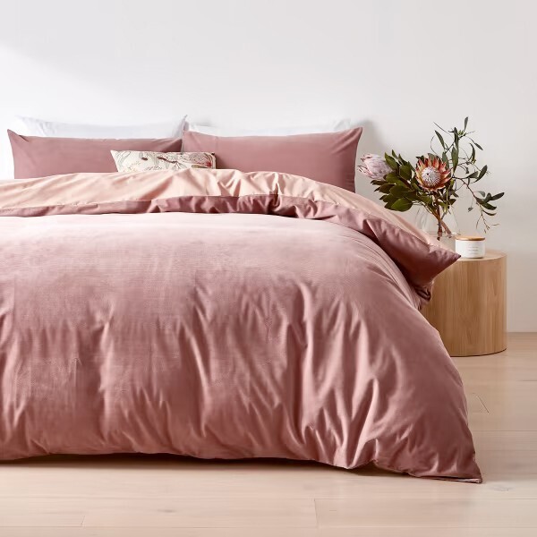 Harper Quilt Cover Set Queen Bed, Pink offer at Kmart