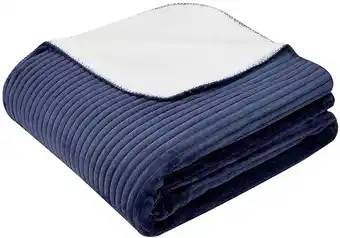 Levi Reversible Ribbed Blanket - Double/Queen Bed, Navy