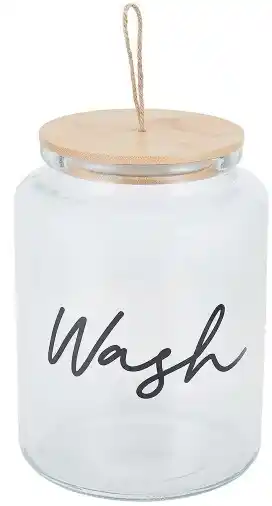 Kmart 4.4L Glass Wash Jar with Bamboo Lid offer
