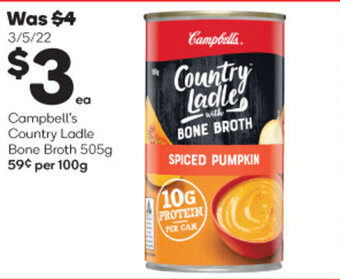 Woolworths Campbell's Country Ladle Bone Broth 505g offer