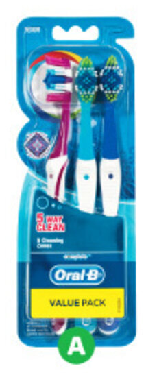 Woolworths Oral-B 5 Way Clean Manual Toothbrush Pk 3 offer