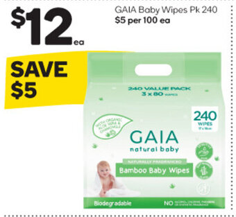 Woolworths GAIA Baby Wipes Pk 240 offer