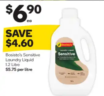 Woolworths Bosisto's Sensitive Laundry Liquid 1.2 Litre offer