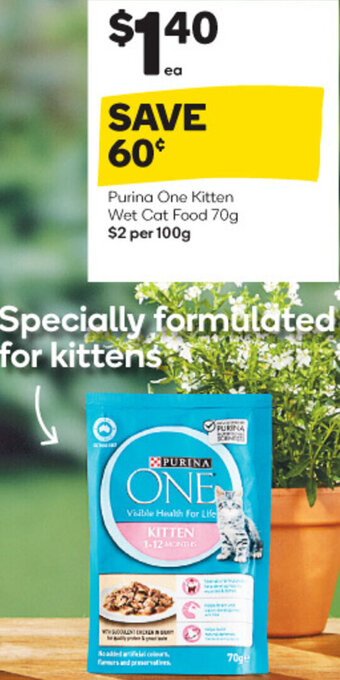 Woolworths Purina One Kitten Wet Cat Food 70g offer