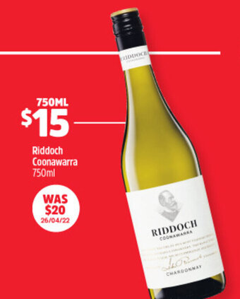 Woolworths Riddoch Coonawarra 750ml offer