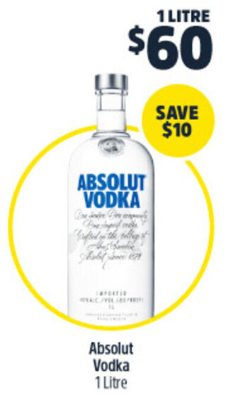 Woolworths Absolut Vodka 1 Litre offer