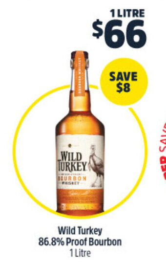 Woolworths Wild Turkey 86.8% Proof Bourbon 1 Litre offer