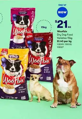 BIG W Woofbix Dry Dog Food offer