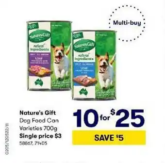 BIG W Natures Gift Dog Food Can offer