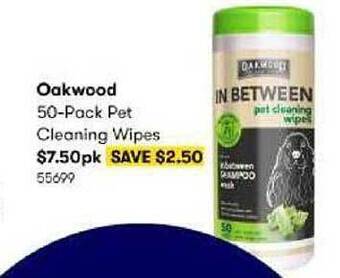 Oakwood 50-Pack Pet Cleaning Wipes