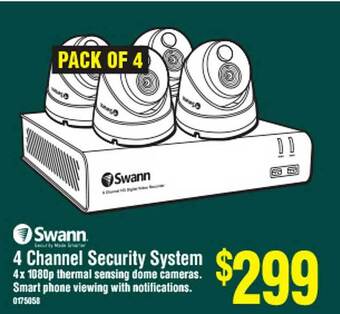 Bunnings Swann 4 Channel Security System offer
