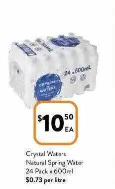 Foodworks Crystal Waters Natural Spring Water offer