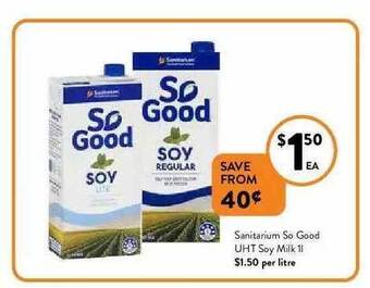 Foodworks Sanitarium So Good Uht Soy Milk offer