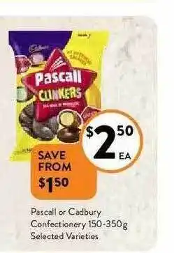 Foodworks Pascall Or Cadburt Confectionery offer