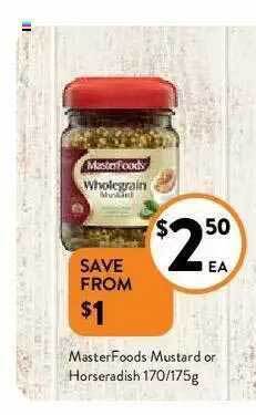 Foodworks Masterfoods Mustard Or Horseradish offer