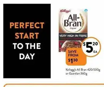 Foodworks Kelloggs All Bran Or Guardian offer