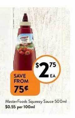 Foodworks Masterfoods Squeezy Sauce offer