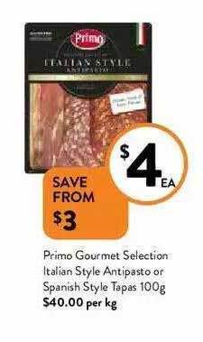 Foodworks Primo Gourmet Selection Italian Style Antipasto Or Spanish Style Tapas offer