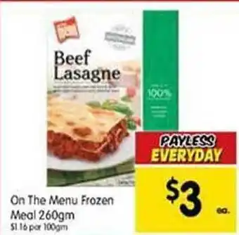 On The Menu Froze Meal