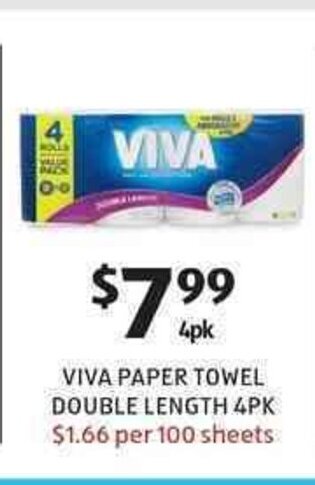 ALDI Viva Paper Towel Double Length 4pk offer