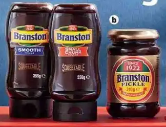 Branston Smooth Pickle 355g, Chunky Sweet Pickle 350g or Pickle 310g