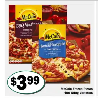 Friendly Grocer McCain Frozen Pizzas 490-500g Varieties offer