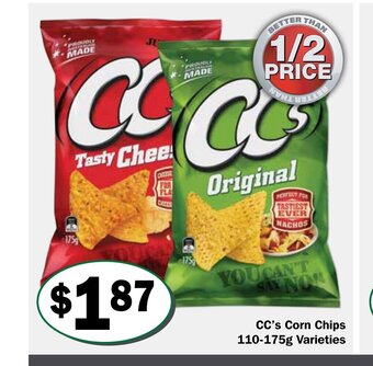 Friendly Grocer CC's Corn Chips 110-175g Varieties offer