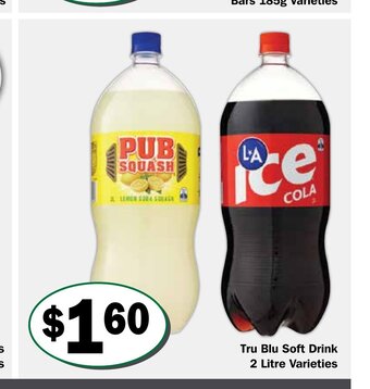 Tru Blu Soft Drink 2 Litre Varieties