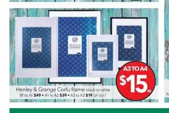 Cheap as Chips Henley & Grange Corfu frame A3 to A4 offer