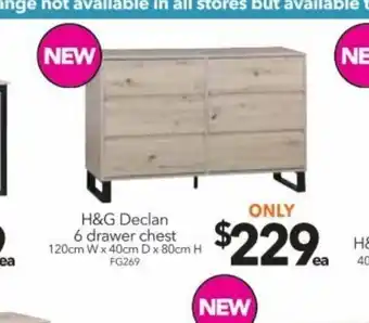 Cheap as Chips H&G Declan 6 drawer chest 120cm W x 40cm D x 80cm H offer