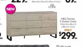 Cheap as Chips H&G Declan 9 drawer chest 150cm W x 40cm D x 80cm H offer