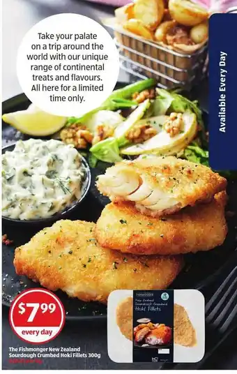 ALDI The Fishmonger New Zeeland Sourdough Crumbed Hoki Fillets offer