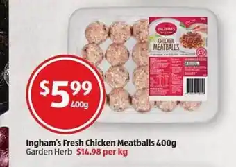 ALDI Inghham's Fresh Chicken Meatballs offer