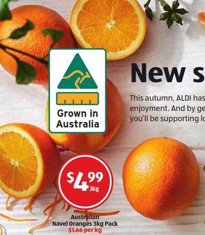 Australian Navel Oranges 3kg offer at ALDI