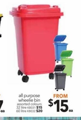 Cheap as Chips All purpose wheelie bin 32 litre offer