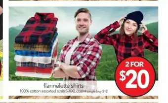 Cheap as Chips Flannelette shirts 2 for 20,00 offer