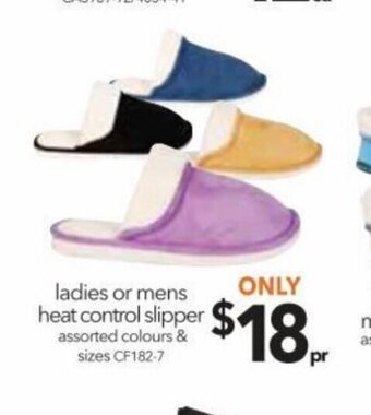 Cheap as Chips Ladies or mens heat control slipper offer