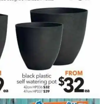 Cheap as Chips Black Plastic self watering pot 42cm offer